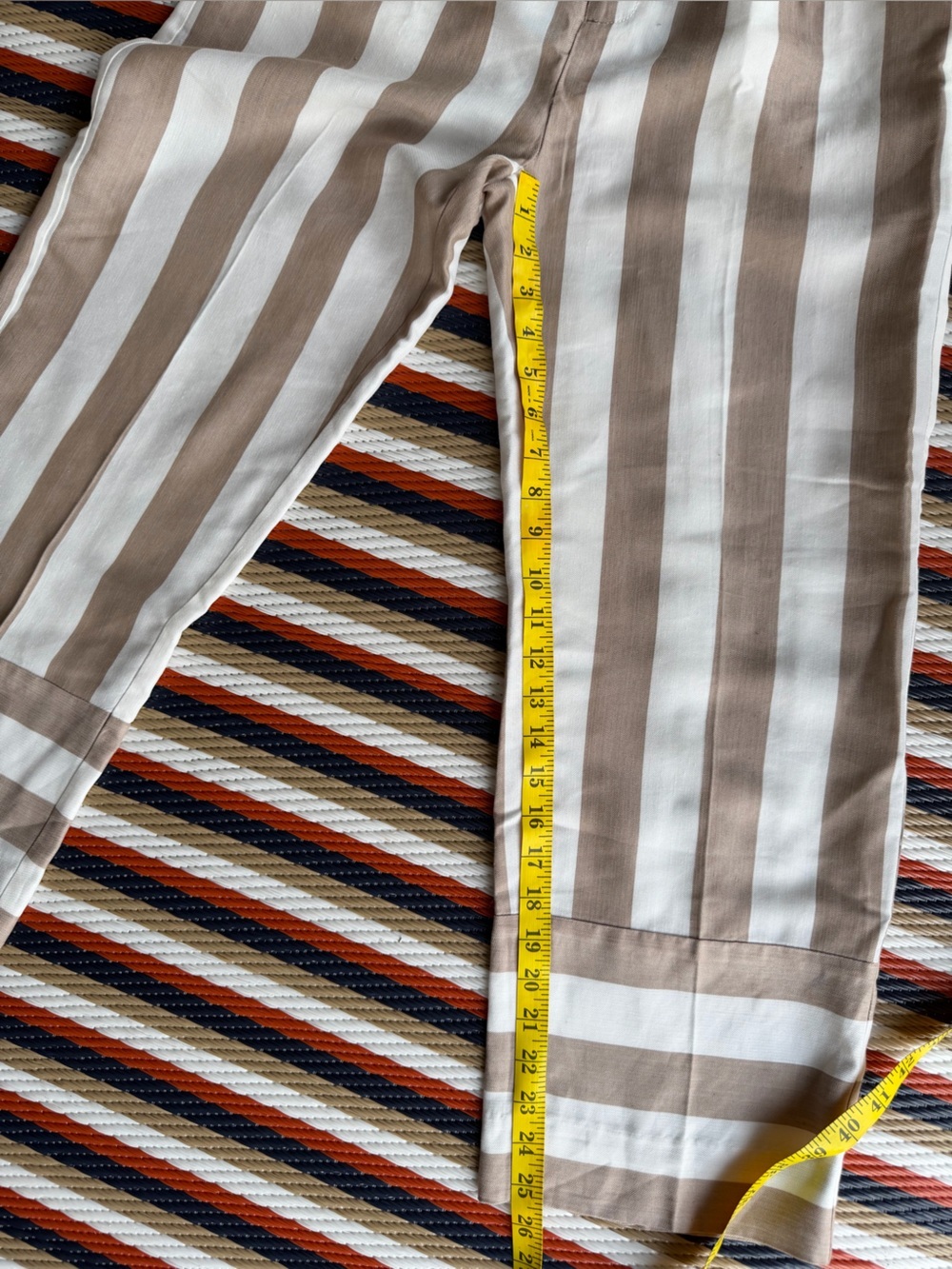 NWT J.Crew Point Sur Khaki Ivory Stripe Paperbag Pants 2P No Belt - Picture 7 of 7